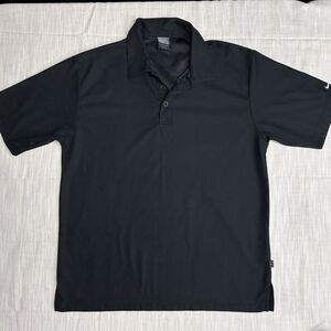 Nike Dri Fit Solid Black Polo Shirt Short Sleeve Embroidered Logo Mens Medium